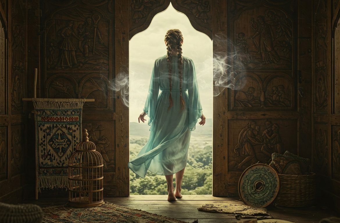 femme rêve d'une porte, d'une maison